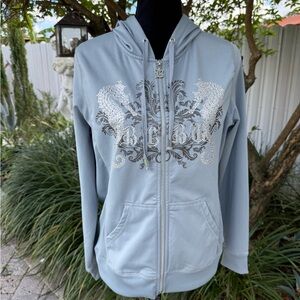 BCBGMaxAzria Gray Hoodie with Black and Orange Accents